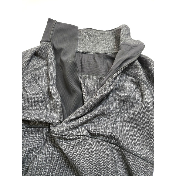 Lululemon Base Runner 1/2 Zip Heathered Herringbone Black Reflective Trim Sz 6 - Picture 5 of 14